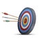 Target with three arrows in bullseye realistic vector business ambition efficiency management