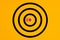 Target with the word focus written on a wooden block as the bulls eye on yellow background. Concept of focusing on a target or
