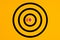 Target with the word vision written on a wooden block as the bulls eye on yellow background. Concept of aiming at the vision or