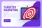 Targeted marketingillustration concept, landing page template. Red goal above realistic laptop, online targeted ad