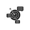 Targeted messaging glyph black icon. SMM promotion. Sign for web page, mobile app, button, logo. Vector isolated element