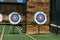 Targets for archery on green grass