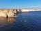 Tarhankut Cape with turquoise water on the western coast of Crimea peninsula. Summer seascape, famous travel destination.