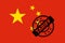 Tariff rubber stamp over Chinese flag