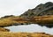 Tarn on Bowfell along The Band route, Langdale, Lake District, Cumbria. England, UK