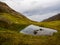 Tarn in Mountain Valley and Autumn Tundra, Tents on Far Shore