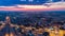 Tarnow city scape at twilight , aerial drone view