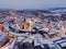 Tarnow Cityscape. Old Town in Lesser Poland. Aerial Drone View. Winter in City. Market Square and Cathedral Church Tower