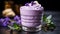 Taro Mousse. Smooth and creamy taro mousse in a glass cup