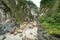 Taroko Gorge National Park in Taiwan. Beautiful Rocky Marble Canyon with Dangerous Cliffs and River