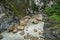 Taroko Gorge National Park in Taiwan. Beautiful Rocky Marble Canyon with Dangerous Cliffs and River