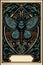 Tarot card with a moth in the middle. Astrology arcana cards or occult ritual vector illustration.
