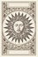Tarot card with a sun white face in the middle. Astrology arcana cards or occult ritual vector illustration.