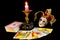Tarot cards are ancient symbols, for divination, predictions of the past, future, candle and mask jester. Tarot cards are signs