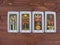 Tarot cards medieval close up, The Aces of Tarot Decks on wooden background