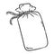 Tarot deck pouch doodle image. Cute cartoon bag image logo. Media highlights graphic symbol