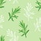 Tarragon leaf seamless pattern. Vector cartoon color illustration of green estragon herbs on green background.