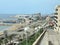 Tarragona, Spain - 06,07,2022: A view of the coast of Tarragona, in Spain, and its Passeig Maritim promenade near Mediterranean