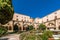 TARRAGONA, SPAIN - OCTOBER 4, 2017: View of the courtyard of the Tarragona Cathedral Catholic cathedral on a sunny day. Copy spa