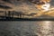 Tarrytown, NY / United States - Sept. 8, 2019: A landscape view of the Tappan Zee Bridge at sunset. Also known as the  Governor
