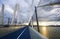 Tarrytown, NY / USA - 7/1/20: sunset view of The Path on the Governor Mario M. Cuomo Bridge. A 12-foot wide path located on the