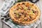 Tart with chicken, mushrooms and cheese