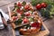 Tart quiche with broccoli tomato and goat cheese