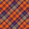 Tartan blue and orange seamless pattern