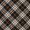 Tartan check plaid pattern in black, orange, off white. Herringbone seamless graphic texture background for autumn winter flannel.