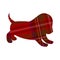 Tartan pattern in the shape of a cheerful doggy style side view. Pattern in a cell.