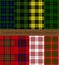Tartan plaid collection. Scottish pattern fabric swatch close-up.
