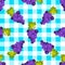 Tartan plaid and grapes seamless pattern