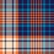 Tartan plaid pattern in navy blue, orange, beige. Large multicolored bright herringbone check graphic texture for blanket, duvet.