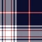 Tartan plaid pattern in navy blue, red, white. Seamless herringbone textured classic dark check plaid graphic for flannel shirt.