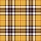 Tartan plaid pattern Thomson in mustard yellow, red, white, brown. Seamless classic Scottish plaid graphic.