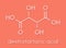 Tartaric acid dextrotartaric acid molecule. Acid present in wine, added as oxidant additive E334 to food. Skeletal formula.