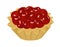 Tartlet with fresh cherries and cream. Vector illustration on white background