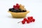 Tartlet with red and black currant white background