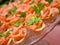 Tartlet with salmon . Shallow depth-of-field