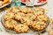 Tartlets with cheese and mushrooms on a festive table