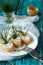 Tartlets with cream cheese and dill.