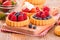 Tartlets with forest fruits.