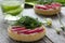 Tartlets salad with cheese