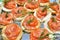 Tartlets with salmon, dill and cucumber