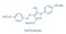 Tartrazine E102 food dye molecule. Yellow azo dye used in food, beverages, pharmaceuticals, etc. Allergenic. Skeletal formula.