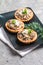 Tarts with fresh seasonal mushrooms