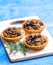 Tarts with fresh seasonal mushrooms