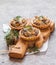 Tarts with fresh seasonal mushrooms