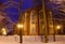 Tartu Cathedral the restored part on a winter snowy evening