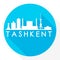 Tashkent, Uzbekistan Flat Icon. Skyline Silhouette Design. City Vector Art Famous Buildings.